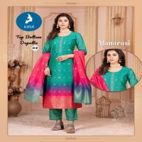 kaya banarasi chanderi jacquard plus size readymade 3pcs dress