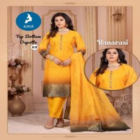 kaya banarasi chanderi jacquard plus size readymade 3pcs dress