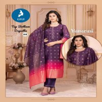 kaya banarasi chanderi jacquard plus size readymade 3pcs dress
