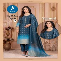 kaya banarasi chanderi jacquard plus size readymade 3pcs dress