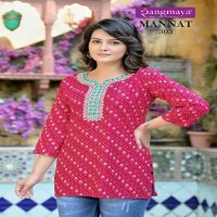 mannat vol 3 by rangmaya casual wear fullstitch rayon girls tops