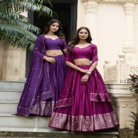 LNB Priyadarshi 1906 Wholesale Pure Chanderi Plain Lehenga with Intricate Zari Work Border Lehengas Choli