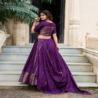 LNB Priyadarshi 1906 Wholesale Pure Chanderi Plain Lehenga with Intricate Zari Work Border Lehengas Choli
