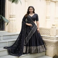 LNB Priyadarshi 1906 Wholesale Pure Chanderi Plain Lehenga with Intricate Zari Work Border Lehengas Choli