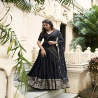 LNB Priyadarshi 1906 Wholesale Pure Chanderi Plain Lehenga with Intricate Zari Work Border Lehengas Choli
