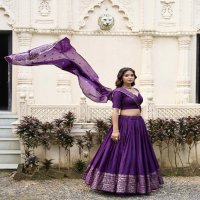 LNB Priyadarshi 1906 Wholesale Pure Chanderi Plain Lehenga with Intricate Zari Work Border Lehengas Choli