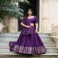 LNB Priyadarshi 1906 Wholesale Pure Chanderi Plain Lehenga with Intricate Zari Work Border Lehengas Choli