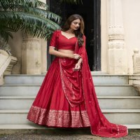 LNB Priyadarshi 1906 Wholesale Pure Chanderi Plain Lehenga with Intricate Zari Work Border Lehengas Choli