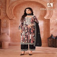 Alok Black Bunny Wholesale Viscose Reyon With Fancy Embroidery Dress Material