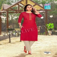 MCM Pushpa MIX Wholesale Handloom Cotton With Work Straight Long Kurtis