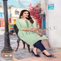 MCM Pushpa MIX Wholesale Handloom Cotton With Work Straight Long Kurtis