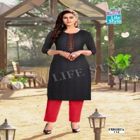 MCM Pushpa MIX Wholesale Handloom Cotton With Work Straight Long Kurtis