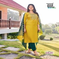 blue hills suva chanderi foil printed readymade plus size ladies suits