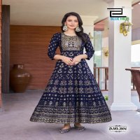 pushpa vol 2 by blue hills embroidery fullstitch plus size rayon anarkali gown kurti