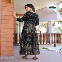 pushpa vol 2 by blue hills embroidery fullstitch plus size rayon anarkali gown kurti