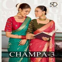 5d designer champa vol 3 unique print moss mello saree online