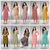 Deeptex Queen India Vol-9 Wholesale Cotton Printed And Embroidery Tie Kurti With Pants