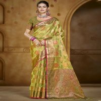 bunawat chandani Vol-3 festival wear organza fabric with fancy lace work wholsale sarees