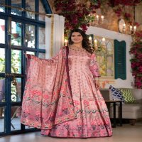 Tejasvee samyukta beautiful look chinon silk readymade gown with dupatta