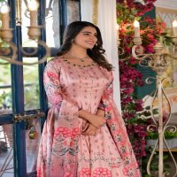 Tejasvee samyukta beautiful look chinon silk readymade gown with dupatta