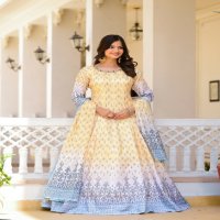 Tejasvee samyukta beautiful look chinon silk readymade gown with dupatta