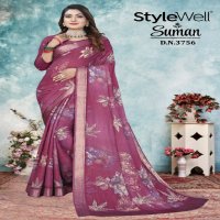 Stylewell Suman Wholesale Ruby Jari Fabrics Indian Sarees