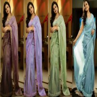 BT-3106 Wholesale Silver Tissue Silk Ethnic Sarees