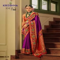 kreshva presents amaya banarasi silk party wear saree with blouse