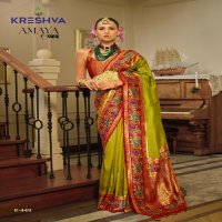 kreshva presents amaya banarasi silk party wear saree with blouse