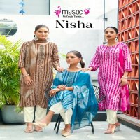 Mystic 9 NIsha Vol-3 Wholesale Rayon Straight Cut Kurti With Pant And Dupatta