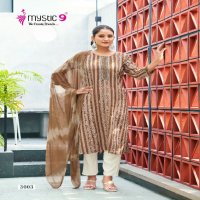 Mystic 9 NIsha Vol-3 Wholesale Rayon Straight Cut Kurti With Pant And Dupatta