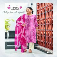 Mystic 9 NIsha Vol-3 Wholesale Rayon Straight Cut Kurti With Pant And Dupatta