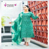 Mystic 9 NIsha Vol-3 Wholesale Rayon Straight Cut Kurti With Pant And Dupatta