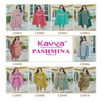 KAVYA PASHMINA VOL 12 COTTON LINING FANCY CASUAL WEAR READYMADE KURTI PANT WITH DUPATTA
