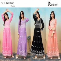 Rasili Nx Sui Dhaga Vol-4 Wholesale Chikankari Gown Kurti With Pant Set