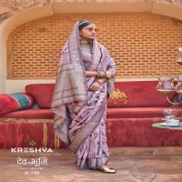 kreshva dev bhumi super silk smart floral print party wear elegant saree