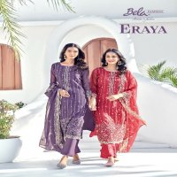 Bela Eraya Wholesale Premium Organza Fabrics Straight Salwar Suits