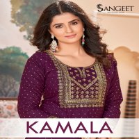 Sangeet Kamala Wholesale Reyon Gold Print Long Kurtis