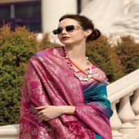 rajpath launch white mango silk with contras border festive wear ethnic saree