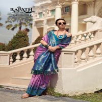 rajpath launch white mango silk with contras border festive wear ethnic saree