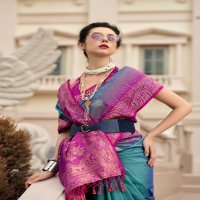 rajpath launch white mango silk with contras border festive wear ethnic saree