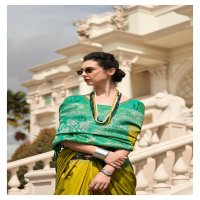 rajpath launch white mango silk with contras border festive wear ethnic saree