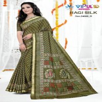 Vipul Ragi Silk 34060 Colour Wholesale Ethnic Sarees