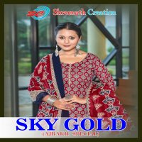 SC By Shreenath Creation Sky Gold Wholesale Readymade Ajrakh Work Salwar Suits