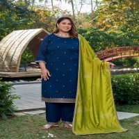 aanchi plus kinjal readymade vichitra beautiful look combo set plus size 3pcs dress