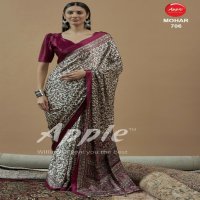 apple mohar vol 7 japan satin ajrakh fancy printed womens saree