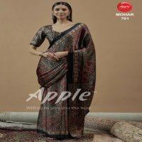 apple mohar vol 7 japan satin ajrakh fancy printed womens saree