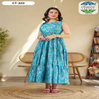 Chansi Mannat Wholesale Chinon Fabrics Anarkali Ghera Kurtis