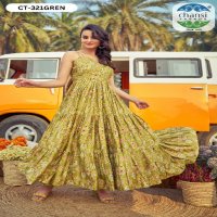 Chansi Mannat Wholesale Chinon Fabrics Anarkali Ghera Kurtis