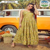 Chansi Mannat Wholesale Chinon Fabrics Anarkali Ghera Kurtis